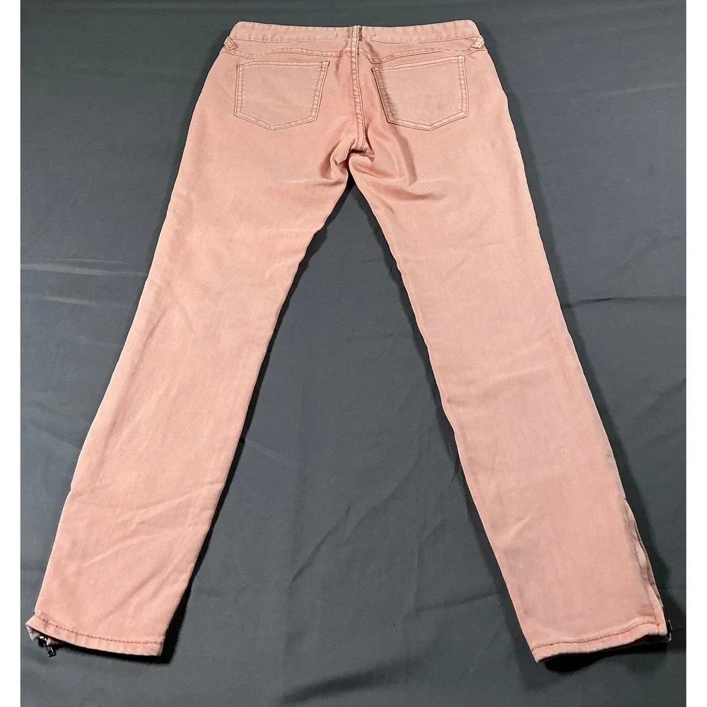 Free People Skinny Jeans Peach Coral Salmon‎ Ankle Zip Low Rise W26 OB15125